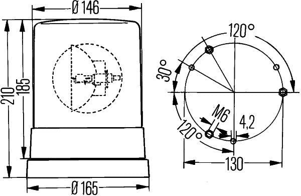 Hella KL710 Roterende Varsellys 24V - Oransj