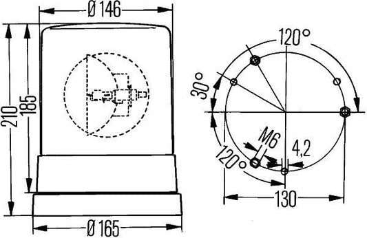 Hella KL710 Roterende Varsellys 24V - Oransj