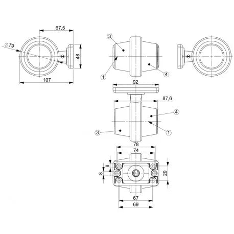 LED Markeringslys Horpol Oransj/Rød - Kort