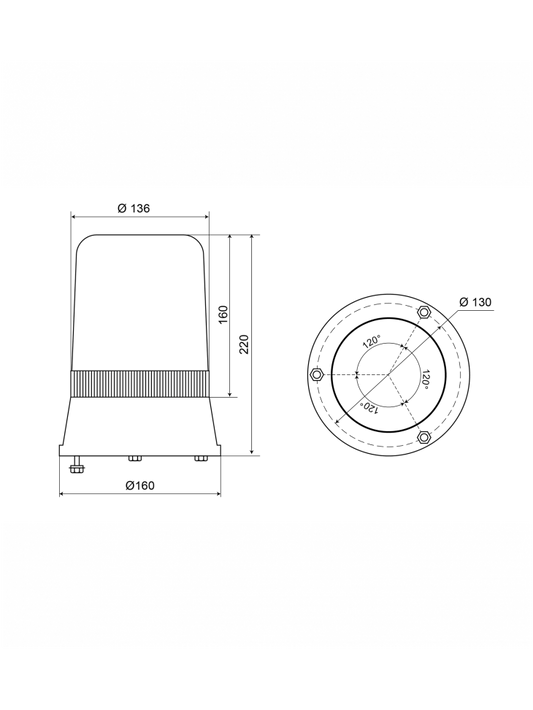 Roterende Varsellys AEB 595 12/24V - Blå